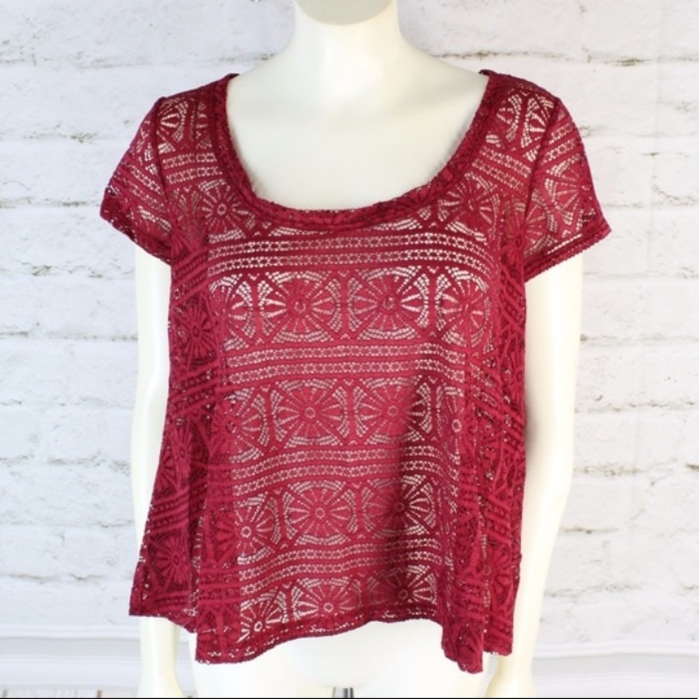 American Eagle Red Lace Top!